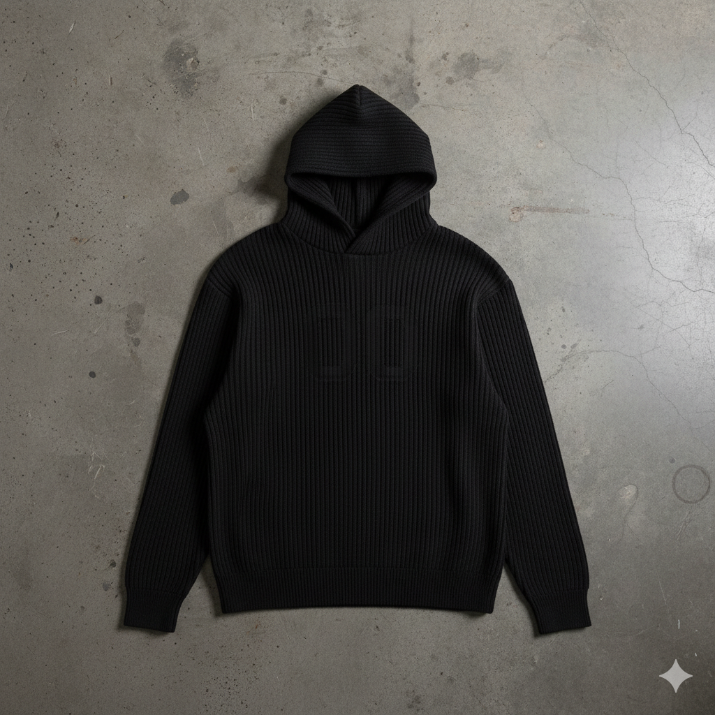Ribbed Hoodie Black