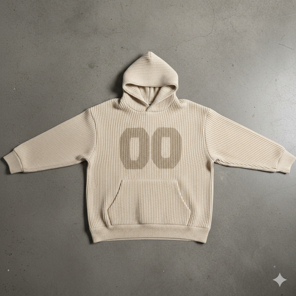 Ribbed Hoodie Cream