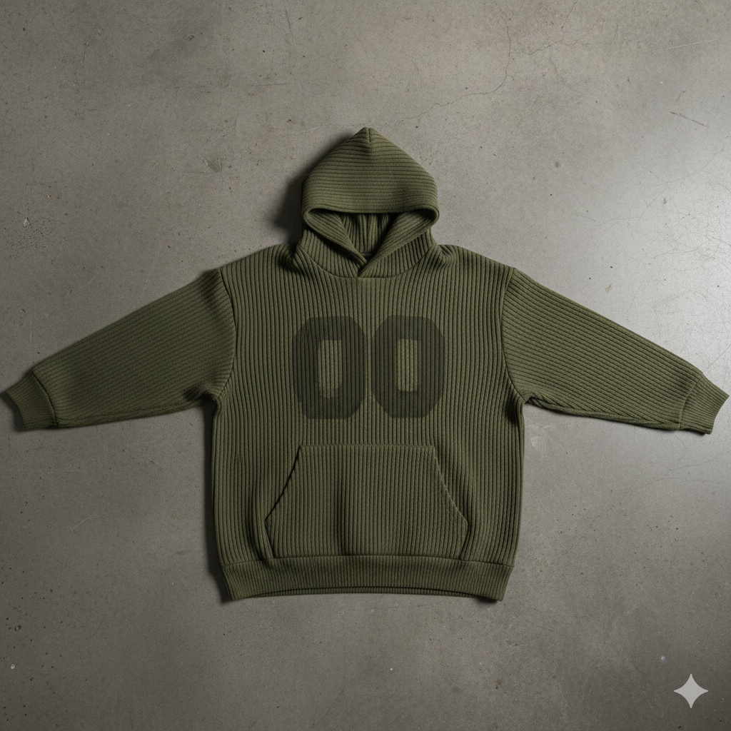 Ribbed Hoodie Olive